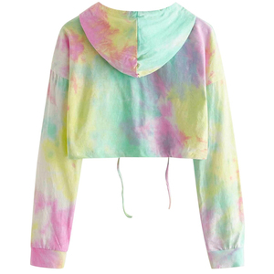 Sudadera con capucha de algodón de moda coreana recortada para mujer, tejido de punto suave, dobladillo acanalado para ropa de calle informal en invierno - Product Image 5