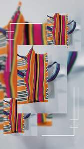 Bolsa de compras de nailon reutilizable ecológica con cremallera RPET Bolsas de playa de plástico recicladas tejidas a rayas hechas en la India - Product Image 2