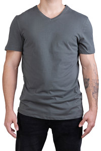 Camiseta Unisex con Cuello en V, 100% Algodón, Corte Regular, Negra, Transpirable, Ligera, Corta, Suave y Cómoda, Suministro al por Mayor - Product Image 2