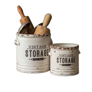 Cubo de nuevo diseño decorativo de alta calidad, forma personalizada, cesta galvanizada rústica blanca, nuevo vendedor - Product Image 1