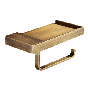 Porte-papier hygiénique en fer avec étagère en bois parfait pour un design utilitaire de salle de bain durable et hygiénique - Product Image 4