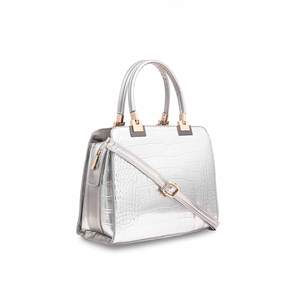 Pochette formelle argentée de luxe P36128 boule géométrique faite strass soie cuir métal à la mode chaînes d'embrayage de mariage - Product Image 2