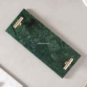 Plateau à fromage en marbre vert moderne personnalisé de qualité supérieure, durable, de qualité alimentaire, avec couteau en bois, décoration de Noël, de l'Aïd et du Ramadan - Product Image 2