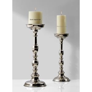 Bougeoir pilier en métal plaqué argent Design de luxe fait à la main table maison salon décoration bougie pilier - Product Image 4