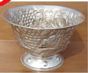 Bol de service à salade et nourriture en acier inoxydable en métal fini argenté pour restaurant et bar d'hôtel - Product Image 5