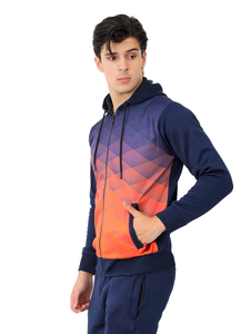 ชุดวอร์มสองชิ้นของผู้ชายมีฮู้ดแบบรูดซิปไล่ระดับสีและกางเกงจ็อกเกอร์ใส่สบายชุดออกกำลังกายสำหรับใส่เล่นกีฬา - Product Image 2