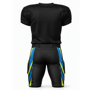 Wholesale American Football Uniform Set Black Blue Neon Shred Graphic Jersey & <b>Padded</b> <b>Pant</b> Team Sportswear OEM - Product Image 2