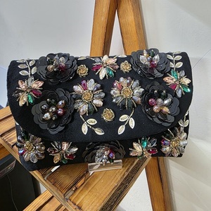 Hot Sale Luxury Diamond <b>Embellished</b> Women's <b>Clutch</b> Bag Handcrafted Cotton Crossbody Evening Party Bag Multi-Color Options - Product Image 2