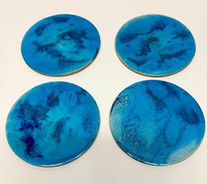 Posavasos de madera y resina hechos a mano exquisitos, piedra de mármol con incrustaciones de hojas de oro, juego de posavasos de protección de bebidas decorativas - Product Image 3