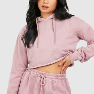 Ensemble survêtement pour femme en molleton 100% coton, sweat-shirt à capuche oversize d'hiver, 2 pièces, respirant, logo brodé personnalisé, streetwear - Product Image 4