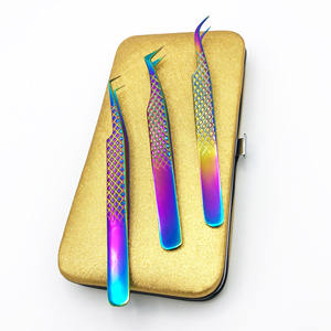 Pince à épiler professionnelle RMI de qualité supérieure en acier inoxydable avec logo personnalisé et poignée diamantée pour extensions de cils, taille personnalisable - Product Image 1