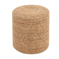 Meilleur prix, ottoman rond en jonc de mer tressé naturel, décoration intérieure, table basse ottoman, fabrication OEM acceptée, vente en gros depuis le Vietnam