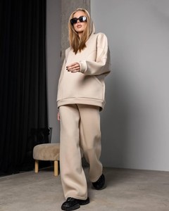 Conjunto de Sudadera con Capucha y Pantalones Deportivos, Chándal Holgado Verde Oliva, Chándal Holgado de Felpa, Conjunto de Ropa Informal de Algodón para Mujer - Product Image 4