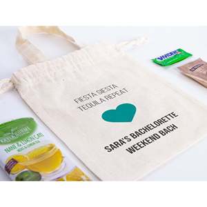 Bolsas Personalizadas de Algodón Orgánico para Kit de Resaca Fiesta Siesta Repeat, Bolsas de Recuperación Serigrafiadas para Despedida de Soltera - Product Image 3