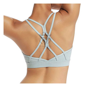 Custom 75%Nylon 25%Spandex High Quality Adjustable Crew Neck Solid High Support Crisscross <b>Straps</b> Lace Fitness Sports <b>Bra</b> - Product Image 4