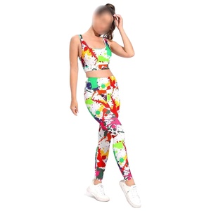 2 Pcs Reversible Solid Adult Size Yoga Sets Sports Bra Mid Waist Breathable Elastic Waist Workout Fitness Were - Product Image 4