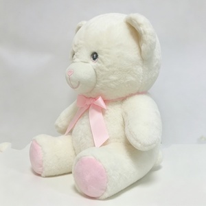 Oso de Peluche Blanco Personalizado con Lazo Rosa, Oso de Peluche Rosa y Blanco, Oso de Peluche Suave para Niñas - Product Image 2