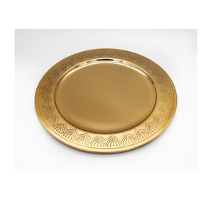 Assiette de chargeur en laiton meilleure qualité avec bordure pointillée assiette de chargeur décorative en gros fantaisie dessus de table fait à la main - Product Image 6
