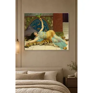 Fida Godward Femme reposant sur une peau de tigre, impression sur toile - Product Image 1