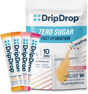 DripDrop - Paquetes de Hidratación Sin Azúcar, Mezcla de Bebida con Electrolitos, Sabor Cereza, Limonada Cítrica, Naranja, Fresa, 16 Sobres - Product Image 6