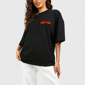 T-shirt surdimensionné pour femmes 100% coton de haute qualité logo sérigraphié personnalisé poids lourd 300GSM t-shirt respirant pour femmes - Product Image 1