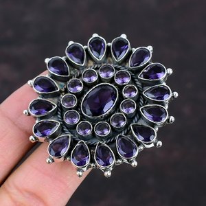 <b>Amethyst</b> Gemstone Silver <b>Ring</b> Handmade Statement <b>Ring</b> 925 Sterling Silver Big <b>Amethyst</b> <b>Ring</b> - Product Image 3