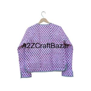 Veste réversible en coton matelassée pour femmes, faite à la main, imprimé floral en blocs, vêtements bohèmes, patchwork, vêtements d'hiver réversibles pour femmes - Product Image 6