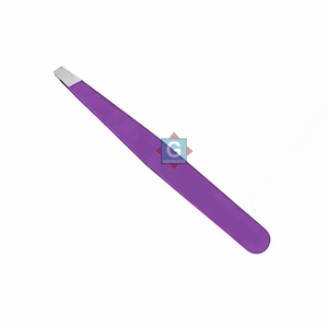 Pinzas para cejas de acero inoxidable de alta calidad, diseño de Punta inclinada para extensión de pestañas, pinzas de belleza para injertos - Product Image 2