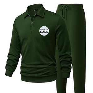 Ensemble de survêtement 2 pièces pour hommes Quarter Zip Sweatsuit Athletic Running Suit Sets Long Sleeve Casual Outfits - Product Image 3