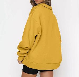 Wholesale Autumn Winter Warm Knitted <b>Tops</b> Ribbed Half Zip High Neck <b>Turtleneck</b> Sweatshirt for Women <b>Long</b> <b>Sleeved</b> Shirt - Product Image 3