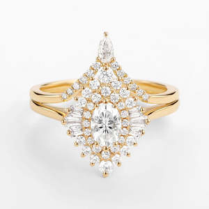 Elegant Vintage Floral Halo Moissanite Lab Created Wedding <b>Ring</b> Set Elegant Oval Cut Fine Jewelry for Parties and Anniversaries - Product Image 3