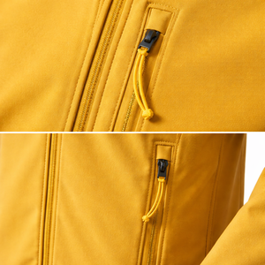 Chaqueta Softshell Amarillo Mostaza con Cierre Completo, Resistente al Viento y al Agua, Transpirable, Ligera, Tallas Grandes - Product Image 5