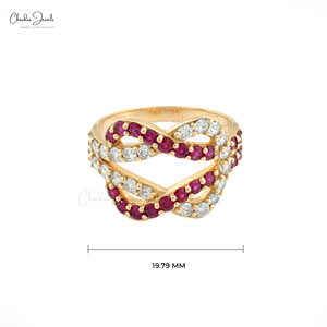 Bague croisée de rubis en or jaune 14 carats faite à la main pour femmes, conception unique, mariage et fiançailles, bague infini en diamant au meilleur prix - Product Image 6