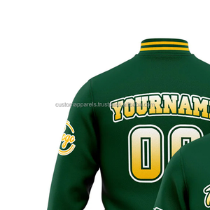 Veste universitaire promotionnelle en gros MCACVJ-165 vêtements d'extérieur de marque à col montant avec décoration brodée sur le devant - Product Image 3