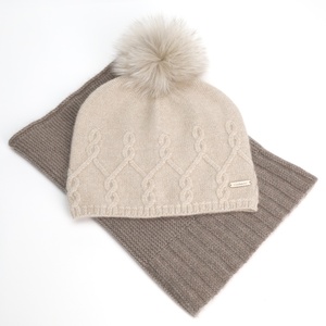 Luxury Mongolian Cashmere <b>Knitted</b> <b>Scarf</b> Unisex Round Long Design in Natural Brown Soft Warm & Elegant Neck Warmer - Product Image 3