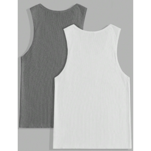 Débardeur en tricot élastique de haute qualité pour hommes, fitness, musculation, gym, décontracté, côtelé, en coton respirant, séchage rapide - Product Image 2