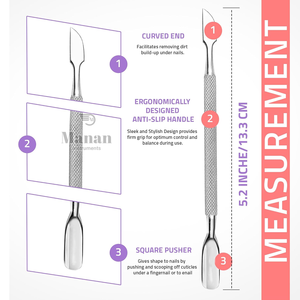 Empujador de Cutículas Profesional de Acero Inoxidable Reutilizable de Doble Punta para el Cuidado de las Uñas, Herramienta de Manicura con Opciones Personalizables - Product Image 2