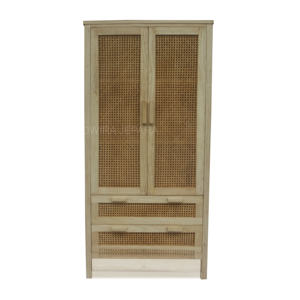 ARMOIRE EN BOIS NATUREL ET ROTIN - Product Image 1