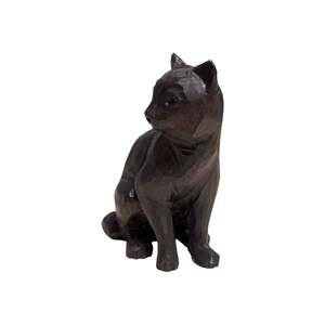 Intagliato a mano in legno gatto scultura gattino statua per la decorazione della casa per la camera da letto o soggiorno - Product Image 3