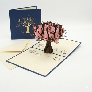 การ์ดอวยพรวันวาเลนไทน์ลายดอกซากุระแบบป๊อปอัพสร้างสรรค์ 3 มิติ สลักเลเซอร์ลายรัก สไตล์ยุโรป - Product Image 5