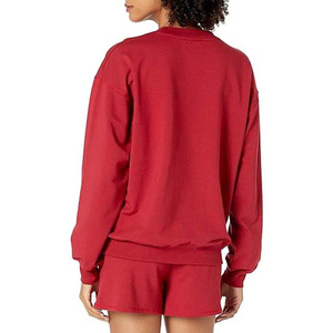 350g surdimensionné automne hiver coton couleur unie col rond pull vêtements pour femmes logo personnalisé décontracté femmes sweat - Product Image 2