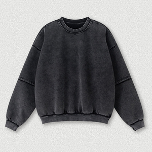 हमारे आकार कस्टम लोगो 360gsm कपास मिश्रण ऊन विंटेज धोया आस्तीन पैच जम्पर ट्रेंडी स्ट्रीटवियर सर्दियों पुरुषों की स्वेटशर्ट - Product Image 5