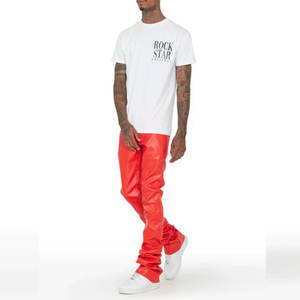 Nouveauté 2025 Pantalon en cuir pour homme de haute qualité, coupe droite, décontracté, taille mi-haute - Product Image 3