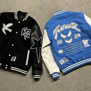 Chaqueta de cuero unisex con logotipo personalizado y bordado de invierno de fabricante de alta calidad Varsity Stand Collar Regular Fit - Product Image 1