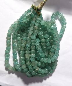 ลูกปัดหินเบริลฟักทองธรรมชาติ100% 7x7-9x9mm 4เส้นสำหรับการทำเครื่องประดับ - Product Image 1