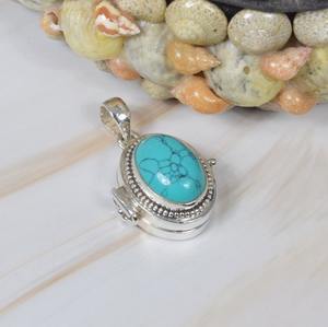 Pendentif chaîne tendance en forme de crochet, fait main, en turquoise bleue, en argent sterling 925, serti de pierres précieuses, cadeau d'anniversaire JESSICA - Product Image 3