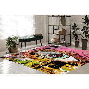 Alfombra con Diseño de Graffiti de Ojos, Alfombra Rosa, Alfombra de Ojos Colorida, Alfombra de Graffiti, Alfombra Estampada, Alfombra Suave No Tejida - Product Image 2