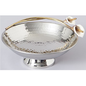 Bol de service de forme irrégulière en aluminium nickelé/doré Bol de service en métal de créateur Bon marché Bol de service indien en émail blanc - Product Image 5