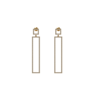 14K Yellow Gold Pave Diamond Dangle Earrings Jewelry Exporter - Product Image 2