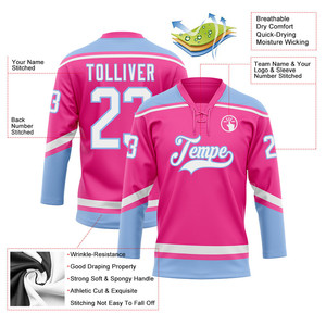 Camisetas de hockey sobre hielo personalizadas OEM con tela transpirable, logotipo del equipo y personalización de nombre y número completo - Product Image 2